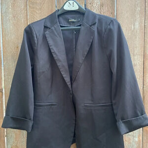 Benino Women’s Casual Black Blazer Jacket 3/4 Sleeve Size Large